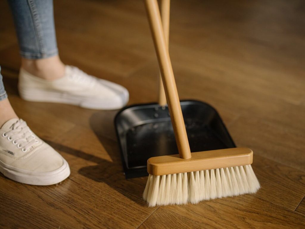 Woman cleaning an apartment