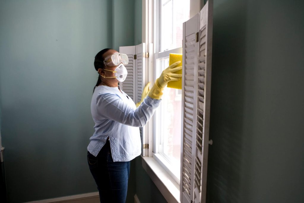 woman cleaning